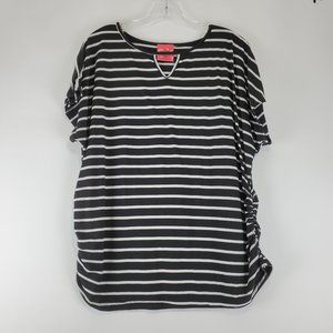 Maternity Top Short Sleeve Black/White Stripes XL